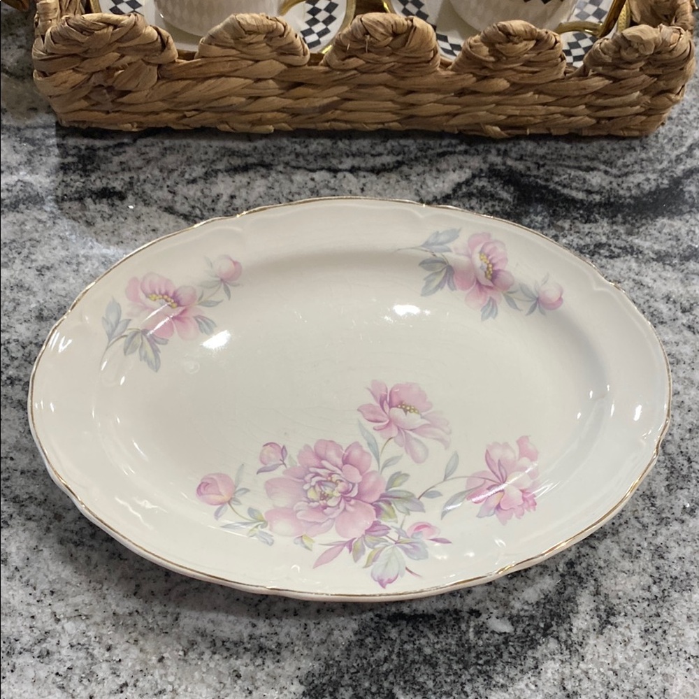 1950 Vintage Edwin M. Knowles “Peony” Medium Oval Serving Platter!